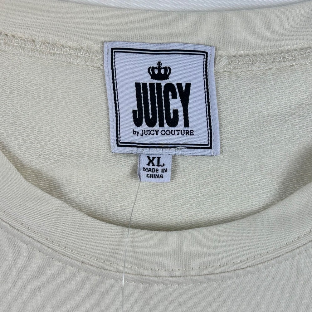Juicy by Juicy Couture NWT Ivory Long Sleeve Sweatshirt Sz XL Black Stripe - Picture 2 of 14